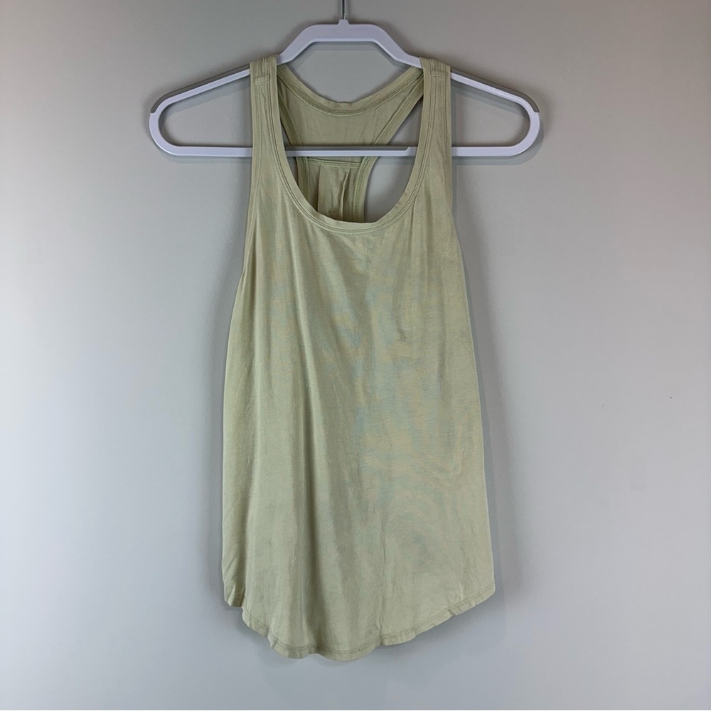 Lululemon Light Yellow Green Pleated Athletic Athleisure Workout Love Tank Top 4
